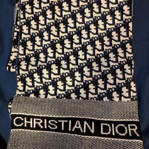Dior Black and White Logo Scarf
